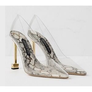 Jessica Rich Snakeskin Footbed Clear Pointed Toe Pumps High Heels EU 39 US 8 NEW